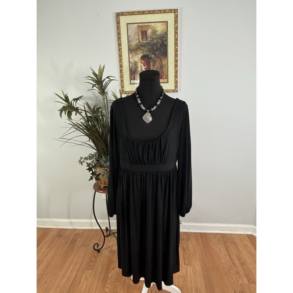 New York & Company Women Dress Barbie Core Preppy Black 3/4 Sleeve Pullover